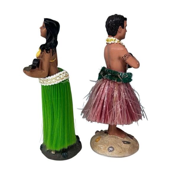 Hawaiian Hula Couple Bobble Head Dashboard Resin Doll Figurine 6.5" Multicolor - Picture 3 of 8